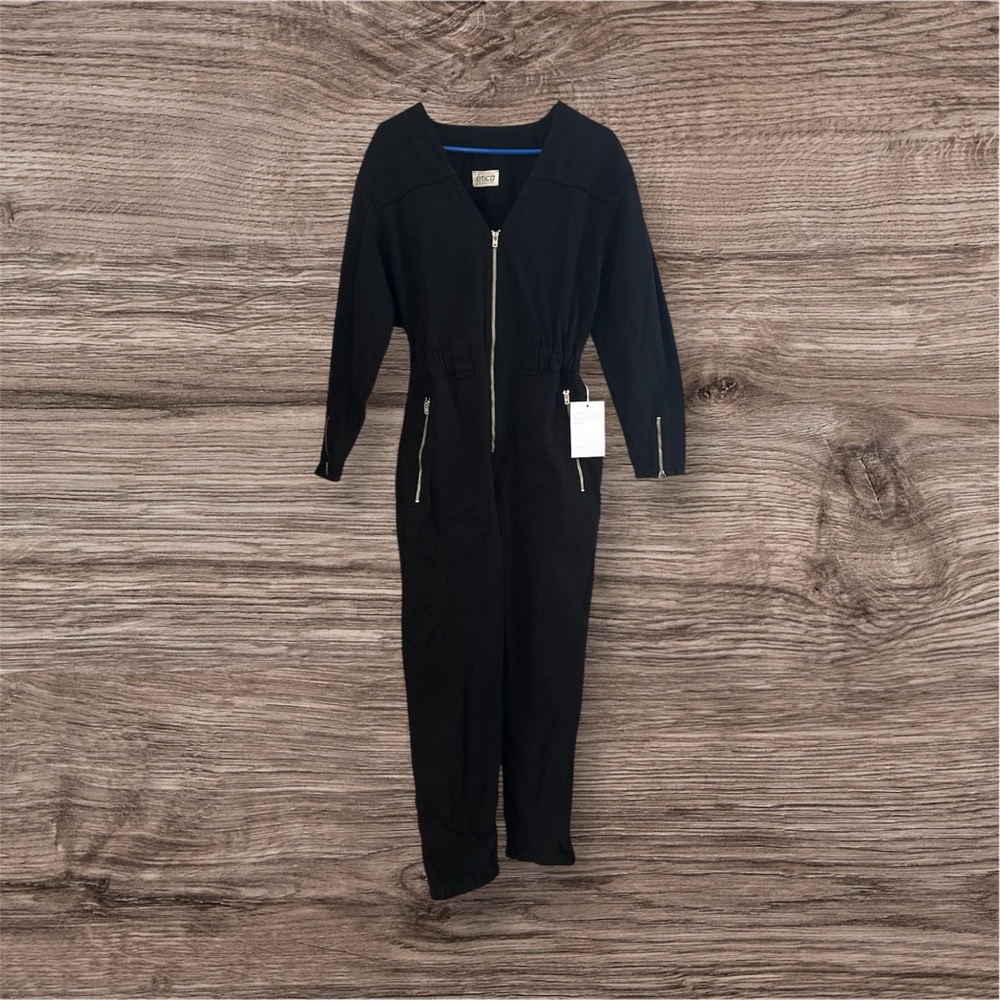 Etica Black Janai Moto Jumpsuit Size Small